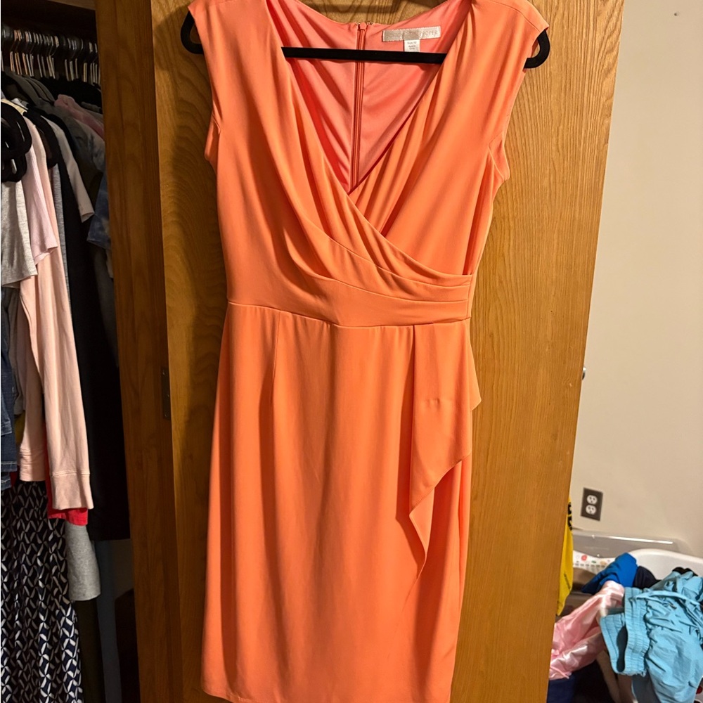 Boston Proper Vibrant Orange Midi Dress